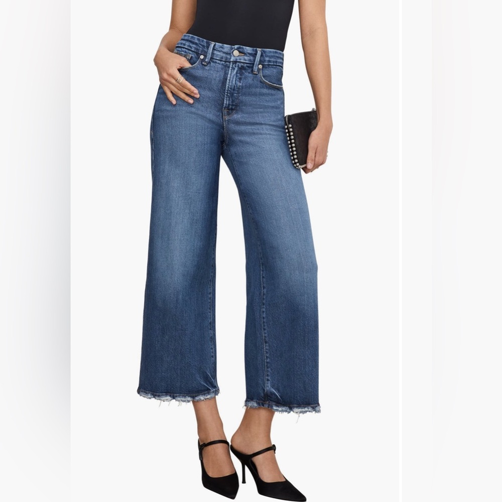 Good American Good Waist Palazzo Crop Jeans